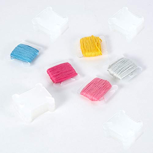 200 Pieces Plastic Floss Bobbins with Bobbin Winder for Cross Stitch Cotton Thread Craft DIY Sewing Storage, White - color: 200 Bobbins & 1 Winder