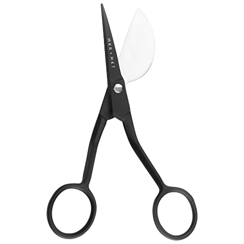 Duckbill Scissors for Applique & Embroidery - Double Curved, 6", Black - color: Black