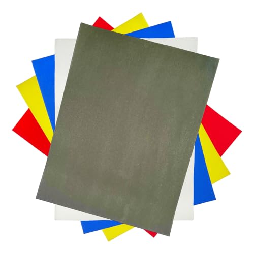 Saral Paper Corp Wax Free Transfer Tracking Paper Sampler Pack - One 8.5 Inches x 11 Inches Sheet for Each Color (Red, Blue, Yellow, White, Graphite)