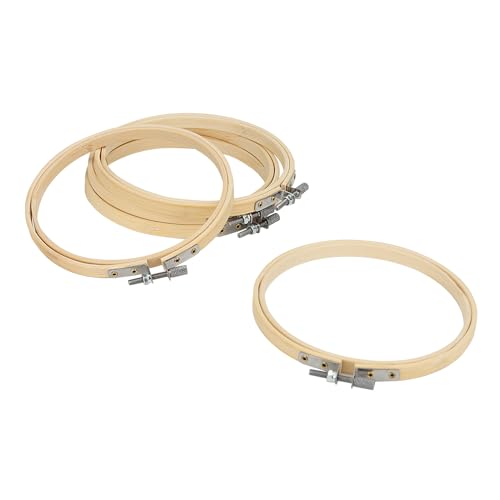 SENJEOK 20 PCS 5 Inch Bamboo Embroidery Hoop, Adjustable Cross Stitch Circle Ring for Craft Sewing, DIY Project, Decoration