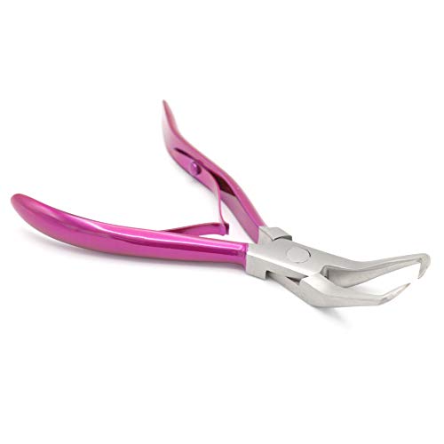 Professional Hair Extension & Beading Tool Kit Remove Plier Set for beads (4 Piece) I-Link Micro Ring Loop Needle Pulling Hook Threader Wire for Silicone Rings (Shocking Pink) - color: Shocking Pink