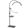 Lash Light, 2500LM Half Moon Light with Tool Tray, 2X Magnifier, Phone Holder for Nail Art, Tattoo, Eyelash Extension, SPA Lighting, Floor Esthetician Lamp with Color & Brightness Adjustment - color: Black