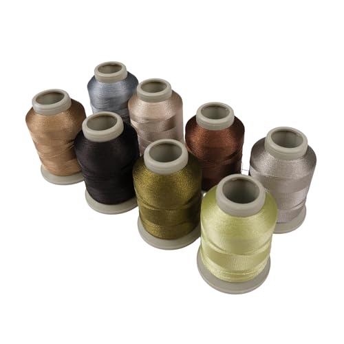 Mixed Color Embroidery Thread 8-Pack | 9256 | 8024 | 9067 | 9858 | 8143 | 111 | 8162 | 9933 | 15 Gr Polyester Embroidery Machine Thread (8, Brown) - color: Brown