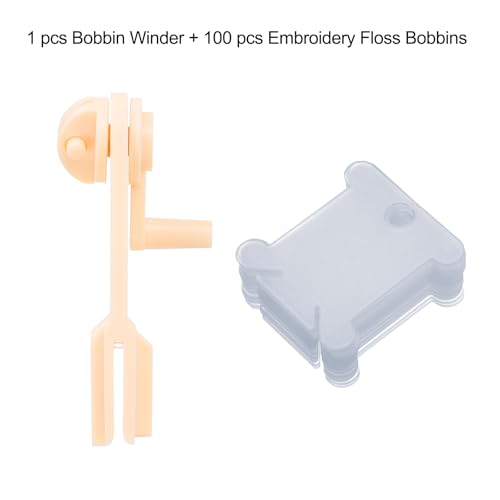 HARFINGTON 100pcs Embroidery Floss Bobbins with Bobbin Winder, Plastic Cross Stitch Thread Organizer Holder Cards Sewing Thread Sorting Tool Storage for Craft DIY Sewing, Blue - color: Light Blue