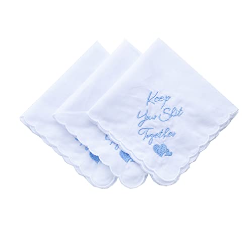 MileyMarla Ladies Embroidery Cotton White Handkerchiefs Lace Wedding Hankies - color: J03-3pcs Keep Up