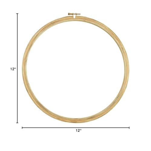 EmbroideryMaterial 12 Inch Circular Embroidery Hoop - Big Wooden Frame for Embroidery, Cross Stitch, Punch Needle & Painting | Big Embroidery Hoops for Craft Supplies & Accessories