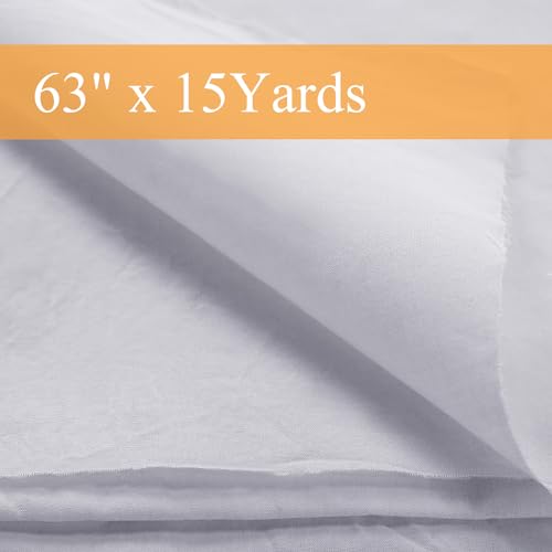 VitalCozy Unbleached Cotton Muslin Fabric Textile Wide Polyester Cotton Linen Material Embroidery Muslin Quilting Fabric by Yard for Sewing Apparel Painting(1.64 x 15 yd,White) - color: White, size: 1.64 x 15 yd