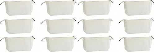 Juvale Canvas Makeup Bag - 12 Pack, 11.75 x 5.5 In, White Cotton - Travel Cosmetic & Toiletry Pouches with Zipper - Blank DIY Canvas Pouches for Crafting & Bridesmaid Gifts - size: 6 Count (Pack of 2)