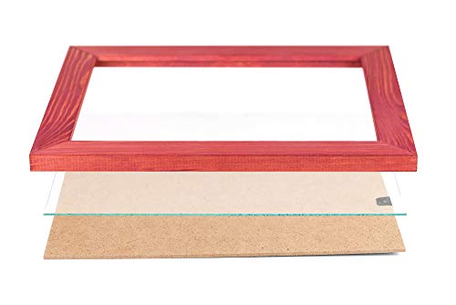 Rustic Wooden Square Picture Frames 8x8 - Set of 2-100% Natural Solid Eco Wood with Real Glass for Wall Mounting and Tabletop Photo Frame - Red - color: Red