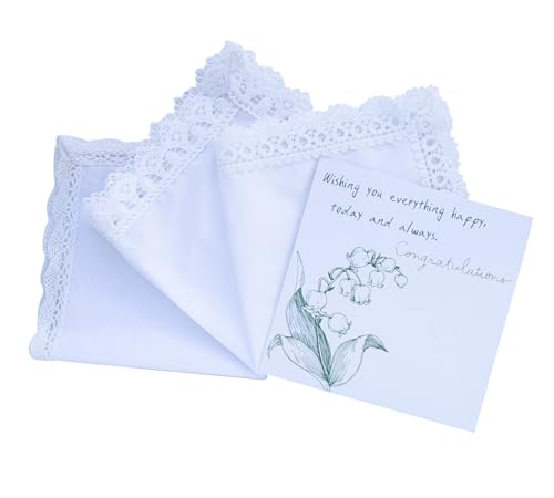 MileyMarla Ladies Embroidery Cotton White Handkerchiefs Lace Wedding Hankies - color: J06-3pcs C
