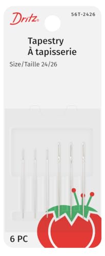 Dritz 56T2426 Tapestry Hand Needles, Size 24/26, Nickel (6-Count) - size: Size 24/26