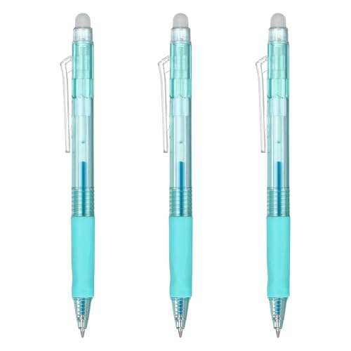 PATIKIL 3pcs Erasable Gel Pens 0.5mm Fine Point Retractable Pen Light Green - color: Light Green