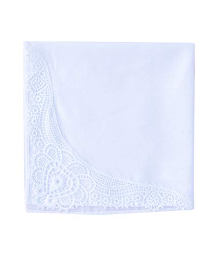 6 Pack of Ladies Embroidery Cotton Handkerchiefs Lace Wedding Hankies - color: Zw-l01 Aixin