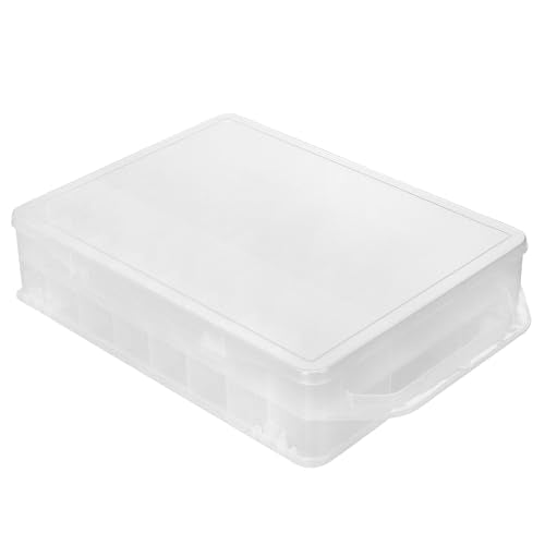2 PCS 46 Grids Sewing Organizer, Clear Compartment Thread Box Storage, Small Double Sided Plastic Organizer Box for Embroidery Floss Sewing Threads Needles, Spools of Thread