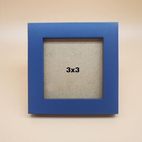 3x3 Picture Frame Solid Wood,Blue. Table Top or Wall Mount Photo Frames with Plastic Glass for 3x3 Inches Pictures, Modern Home Office Decor - color: Blue, size: 3x3