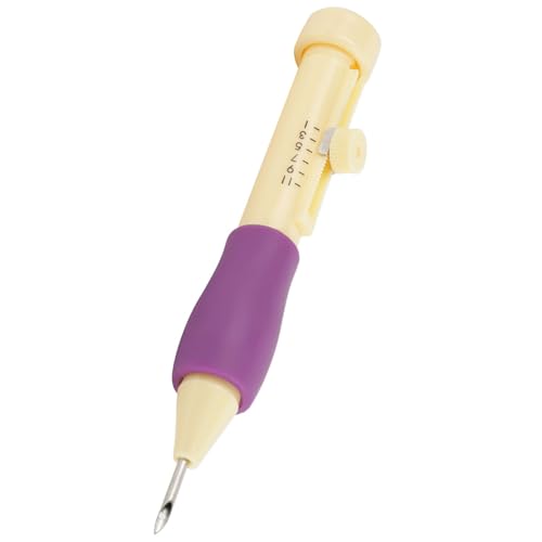 Embroidery Punch, Adjustable Needle Length Embroidery Needle Punch with 3 Sizes Needle Pen Kit Tool for DIY Craft(Yellow + ) - size: yellow + purple