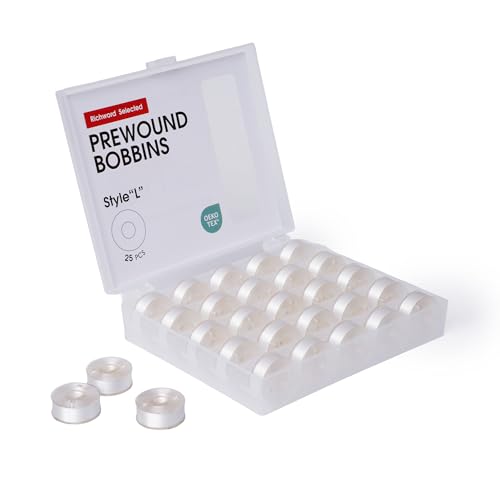 BAI Prewound Embroidery Bobbins Type L (SA155) 25pcs White Plastic Sided - color: 25pcs 75D/2 White