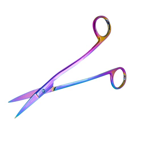 Applique Scissors for Embroidery - Double Curved Handle, 6", Rainbow - color: Rainbow