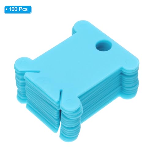 PATIKIL Plastic Floss Bobbins, 100 Pack Thread Cards Cross Cotton for Craft DIY Sewing Storage Case Embroidery, Pure Blue - color: Pure Blue