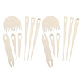 MECCANIXITY Hand Loom Stick Set, 14pcs Knitting Tools Including Wood Weaving Crochet Needle Wooden Shuttle Wood Weaving Comb for Knitting Crafts
