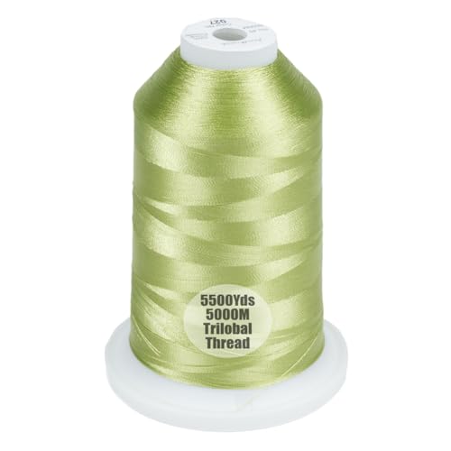 Simthread 5500Yds/5000M 40WT Trilobal Polyester Embroidery Thread Green 027 - color: Fresh Green-027