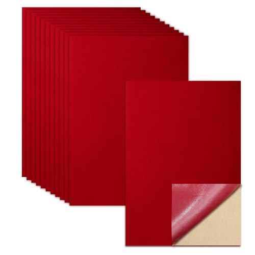 Biaungdo Self Adhesive Felt Sheets, Red, 12 Pcs, 8 x 12 Inch - color: Red