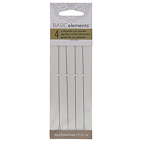 The Beadsmith Basic Elements Collapsible Eye Needles – 5 Inch Long – Flexible Twisted Wire – Large Eye, Easy to Thread – 4 Heavy Needles - size: Heavy - 5" Long - 4 Needles
