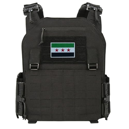 Uijokdef 2 PCS Syria Flag Patches Hook and Loop Fastener Embroidered Tactical Military National Syria Patch - color: Syria