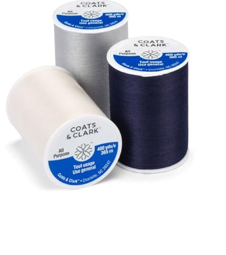 Coats & Clark Dual Duty All Purpose Sewing Thread 230A 400 Yards Each Spool 12 Pack Bundle with Bella's Crafts Needle Threaders (Navy) - color: Navy