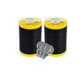 Coats & Clark Cotton All Purpose Sewing Thread 100% Mercerized Cotton 225 Yards Each Spool S970 2 Pack Bundle with 3 Bella's Crafts Needle Threaders (Black) - color: Black