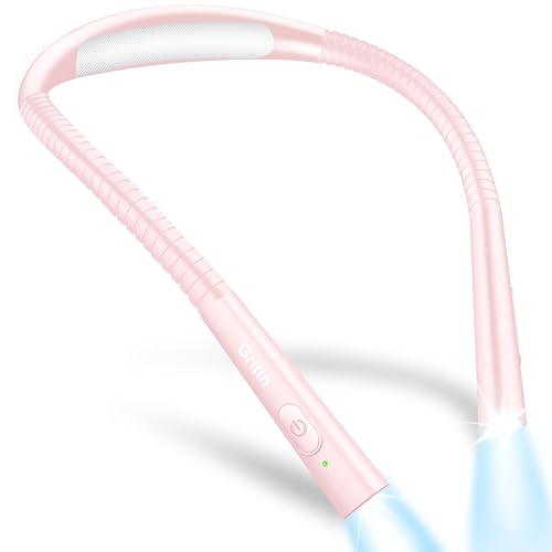 Gritin Book Light, Eye Caring 4-Color&5-Brightness Neck Light Reading Light - color: Pink, size: Upgraded