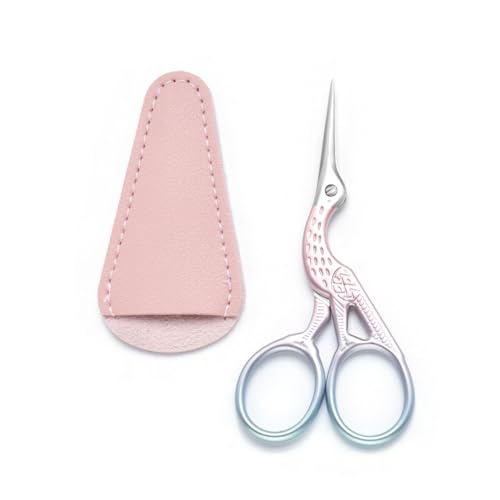 3.6" Sewing Embroidery Scissors with Artificial Leather Cover(Pink) - color: Pink