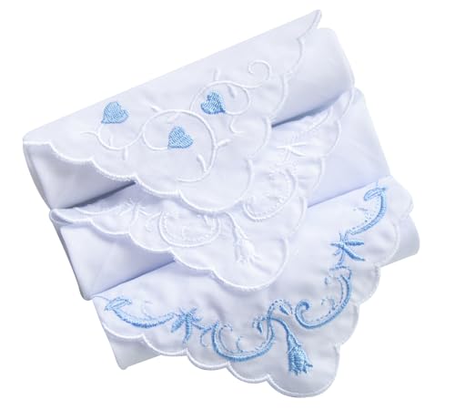 6 Pack of Ladies Embroidery Cotton Handkerchiefs Lace Wedding Hankies - color: Zww-w07