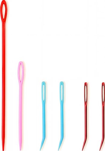 Yarn Needles Large Eye for Crochet & Knitting - 6 Pcs Tapestry Needle Set, Bent Tip Steel & Plastic Darning Needles for Weaving in Ends - size: 6 pcs