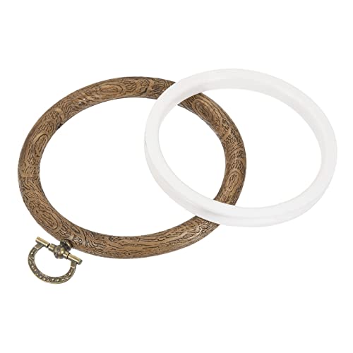 MECCANIXITY Embroidery Hoop Frame 3.5 Inch Round Imitated Wood Circle Cross-Stitch Ring for Art Craft Sewing Ornament, Pack of 2 - size: 3.5"