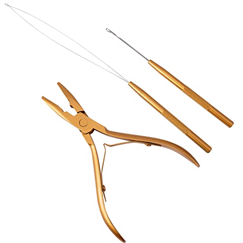 NEWISHTOOL Micro Links Hair Extensions Kit, Hair Extension Pliers for Beads - color: Gold