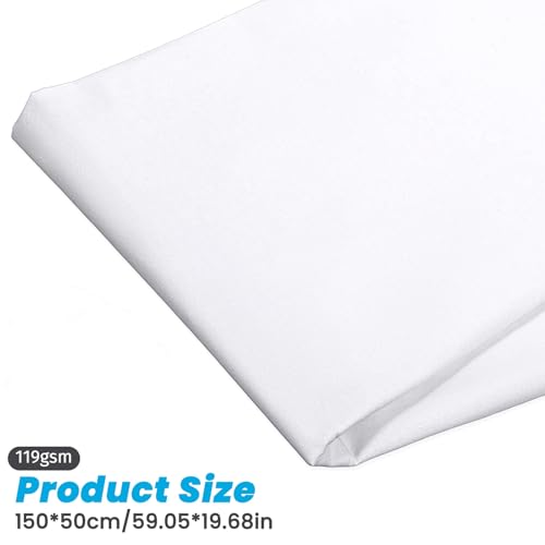 White Cotton Fabric By the Yard Lightweight Cotton Material Fabric 4.2oz White Muslin Cloth for Sewing Embroidery Quilting Fabrics for Apparel Garments Crafts 59" LX19.6 W (1.6X0.5 Yard)