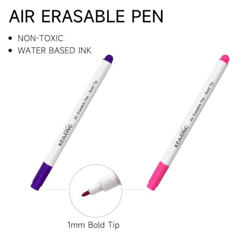 KEARING 5PCS Air Erasable Fabric Marker Set with Instant Eraser Pen - size: 1 Count (Pack of 5)