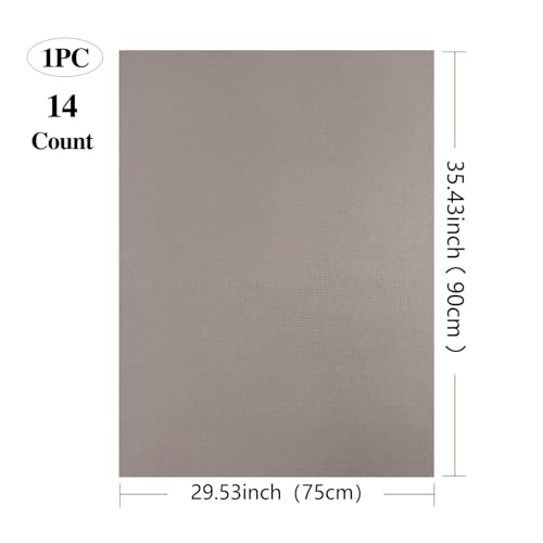 14CT Aida Cloth - 30x35 Inch Cross Stitch Fabric for Embroidery, Pre-Cut Needlework Material, Acid-Free, Durable Weave(Light Coffee Color) - color: Light Coffee Color