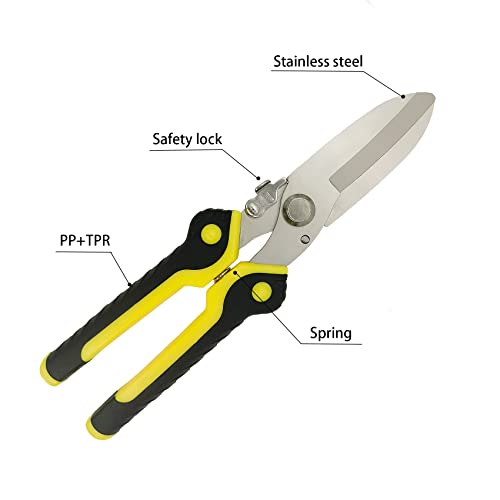 TOOLMAK 9 Inch Aviation Tin Snips, Heavy Duty Metal Cutter - size: Tin Snips-B