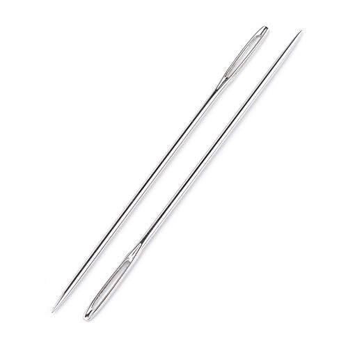 Craftdady 50Pcs Iron Big Eye Beading Sewing Needles for Stitching Crafting 52mm Long - size: 1.25mm thick, 52mm long