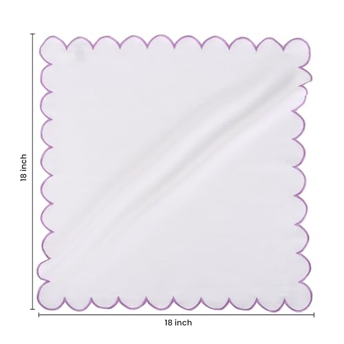 NATURALCRAFT Scalloped Cloth Napkins 18x18 in - White Edges Purple - color: Sl-white Napkin - Lavender Edges, size: 18" x 18" (Set of 6)