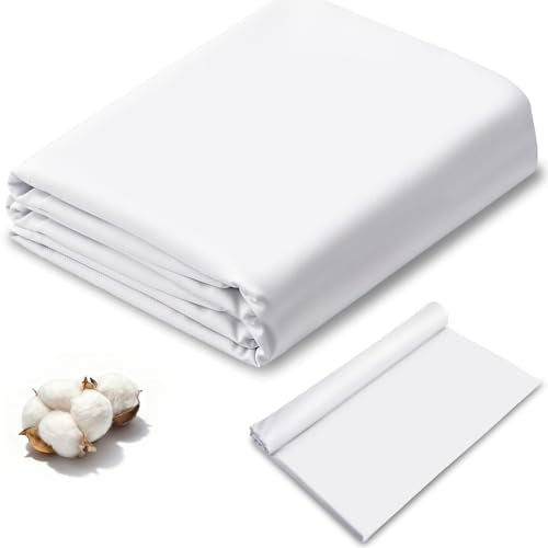 SHENLIU 10Yds White Cotton Fabric, Natural Cotton Poplin Fabric by The Yard