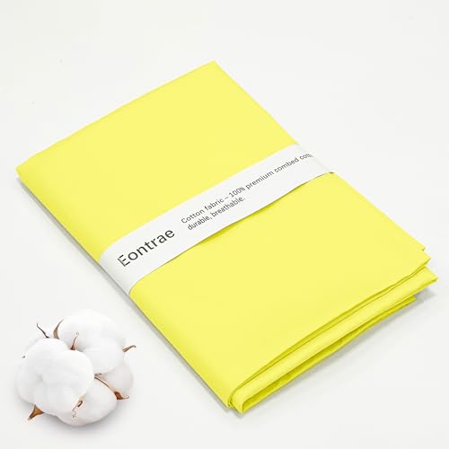 Yellow Cotton Fabric 1 Yards, 100% Natural Cotton Poplin Fabric by The Yard, 59 Inches Wide Lining Fabric for Sewing Apparel Cloth Hard-Wearing & High-Density Embroidery Quilting, Sewing Material - color: Yellow, size: 1Y