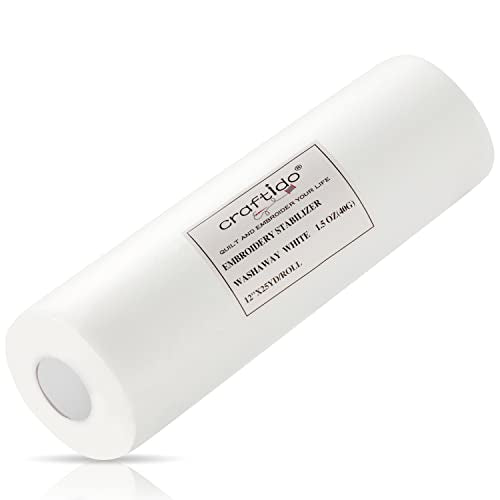 Craftido Wash Away Embroidery Stabilizer Backing -12" x 25 Yd/Roll - size: 12"x25yd roll