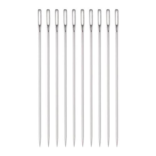 HARFINGTON 10pcs 4.9 Inch Upholstery Needles Large Eye Stitching Needles Stainless Steel Straight Hand Sewing Needles for Home Hand Sewing Leather Tapestry Embroidery Tufting Webbing Carpet - size: 4.9 Inch
