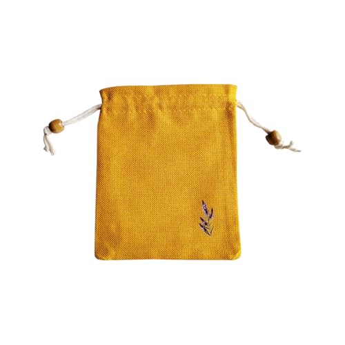 Daclubmenxy 20 PCS Small Burlap Drawstring Bags Pouch, Empty Sachet Bags, Gift Mini Drawstring Bags, Reusable Gift Linen for Wedding Favors Party Jewelry Coffee DIY (Mustard Yellow, 4.5x6 in)