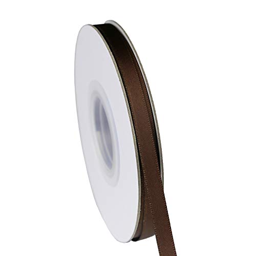 ITIsparkle 1/4" Inch Double Faced Satin Ribbon 50 Yards-Roll Set for Gift Wrapping Scrap Books Party Favor Hair Braids Baby Shower Decoration Floral Arrangement Craft Supplies, Brown Ribbon - color: Brown