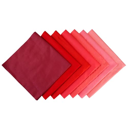 7PCS Solid Color Cotton Fabric Squares 20" x 20" Fat Quarter Fabric Bundles Craft Fabric for Patchwork Sewing Quilting Crafting DIY (Red) - color: Red