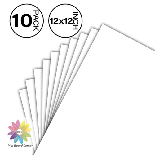 Mat Board Center 10 Pack Uncut Mat Boards, 12x12 White Square Matboards - size: 12x12